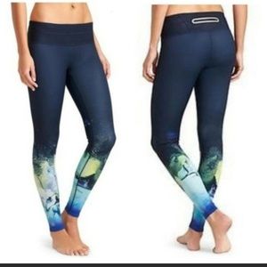 $89 ATHLETA Blue MERCURY SONAR Full Length YOGA Tights Leggings Sz M
